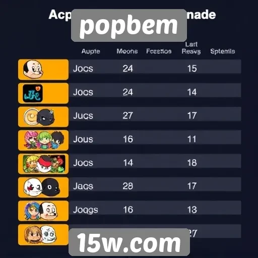 Comparativo entre os jogos mais acessados no Popbem